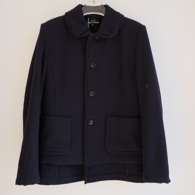 Puff collar layered wool coat