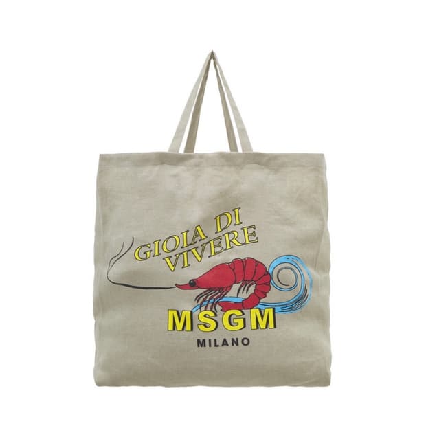 MSGM 새우 프린트 에코백 베이지