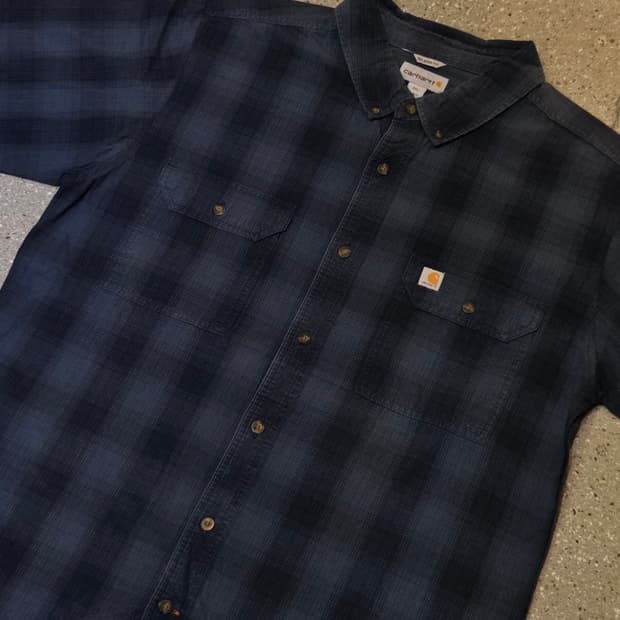 Carhartt 칼하트 네이비 체크반팔셔츠