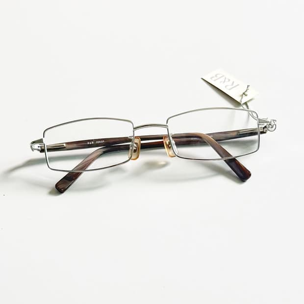 R&B EYEWEAR 실버 슬림 스퀘어 메탈 빈티지 안경