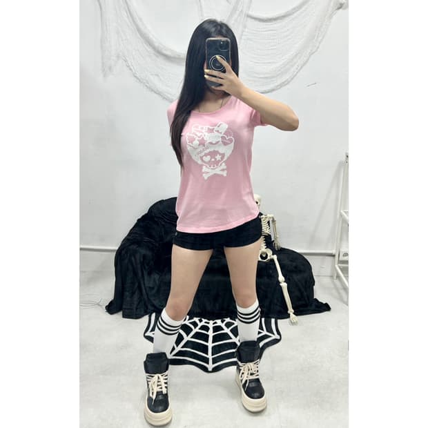 Adidas Pink Skull T-SHIRT