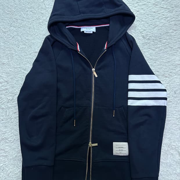 [3size] 톰브라운 사선완장 후드집업 네이비