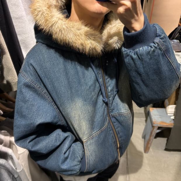 FAKE FUR ZIP UP HOODIE 투웨이 인조 모피 지퍼 후드티