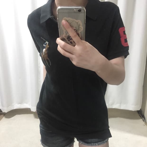 폴로 랄프로렌 블랙 멀티 빅포니 카라 반팔 티