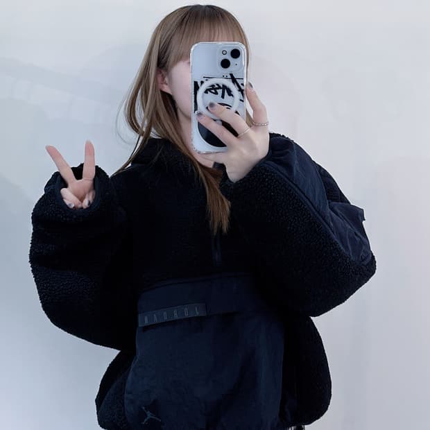 에어조던 블랙 후리스 반집업