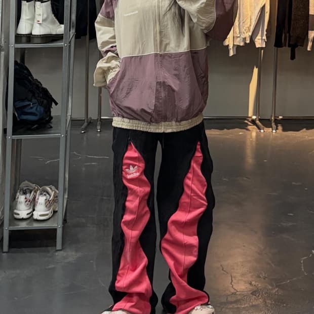 쓰리타임즈 빈티지 블록 윈드브레이커 자켓 A2739