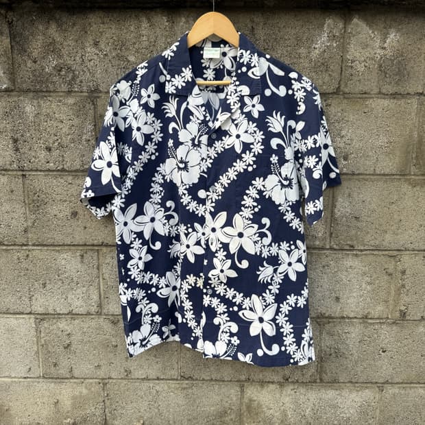 90s jade fashions 빈티지 플라워 하와이안 셔츠 L