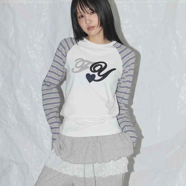 FY 패치 스트라이프 레글런 티 (WHITE