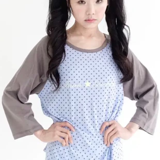 1시간만 반택포)) 샵페어리 도트 탑 블루