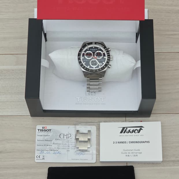 티쏘 (TISSOT) PRS516 크로노그래프 메탈 시계 보증서포함 풀박