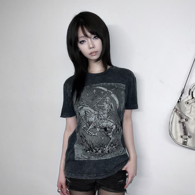 버커루 워싱 스컬 라이더 티셔츠