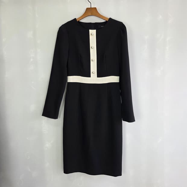 [BENITO] 베니토 배색 진주 버튼 원피스 여성 s