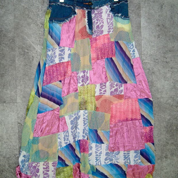 Patch Work Denim Skirt