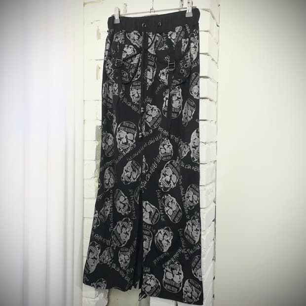 JPN 펑크 스컬 해골 레터링 블랙 롱 스커트