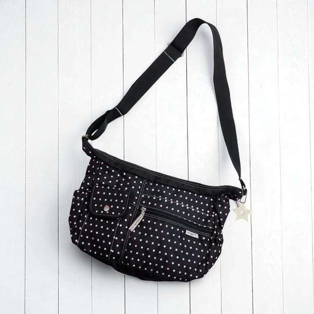 [OLIVE des OLIVE] 도트 패턴 숄더백 (Black × Pin