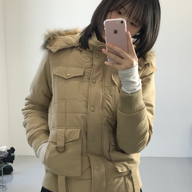  ELVENCE Fur Hooded Padded Jacket