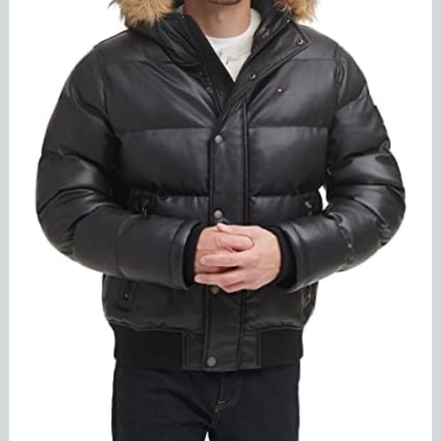 타미힐피거 남성 인조 가죽 패딩 M