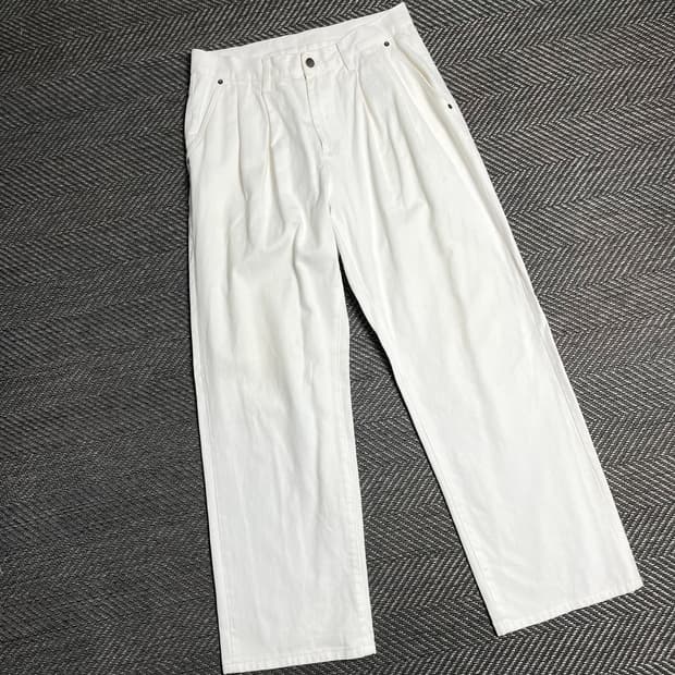 디미트리블랙 미니멀 와이드 데님 팬츠 화이트y 5159