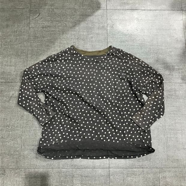 일본빈티지 Chaux 하구미모리걸 할메카지 땡땡이 도트티셔츠