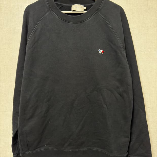 메종키츠네 블랙 맨투맨 폭스패치