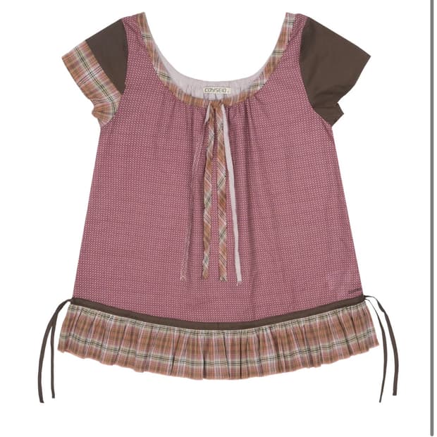 STRAP SHIRRING BLOUSE BROWN