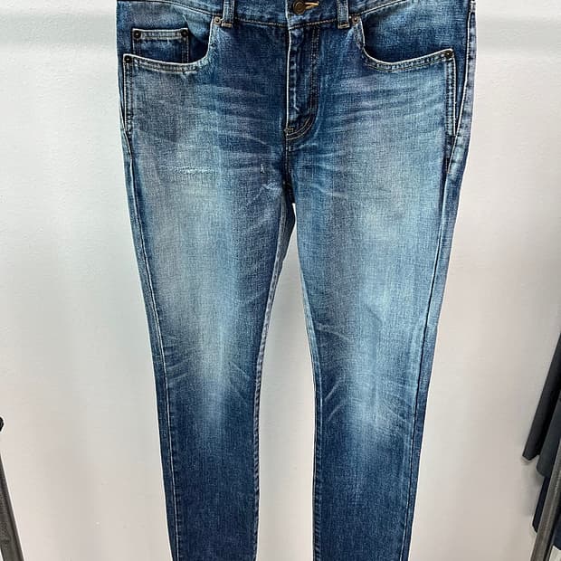 32) 생로랑 워싱 데미지 스키니진 