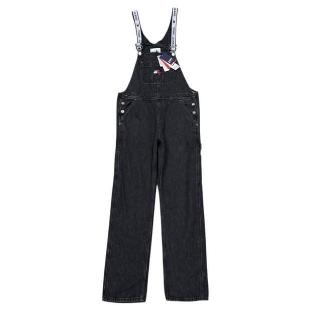 타미힐피거 타미진스 데님 오버롤 멜빵 바지 흑청 블랙 S