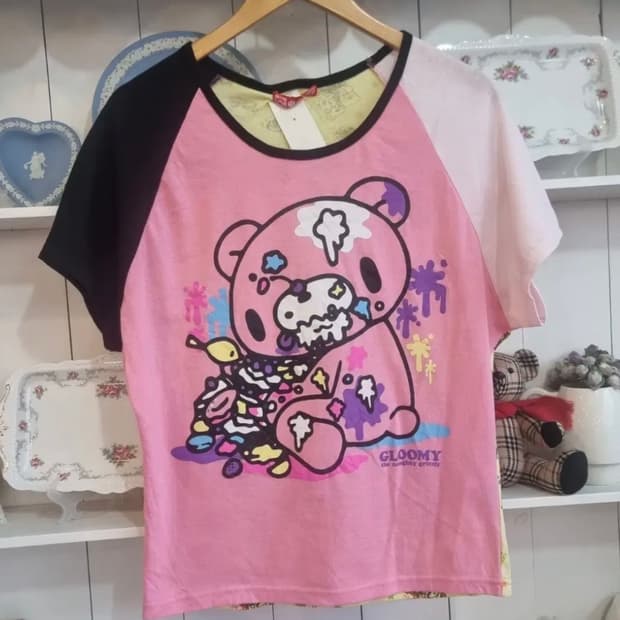 글루미베어 레글런 배색 티셔츠 빈티지 y2k