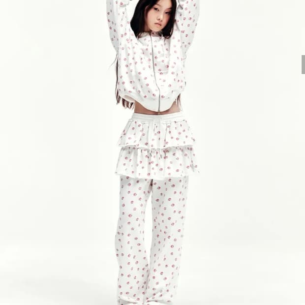 유희 플라워 레이어드 치마 팬츠