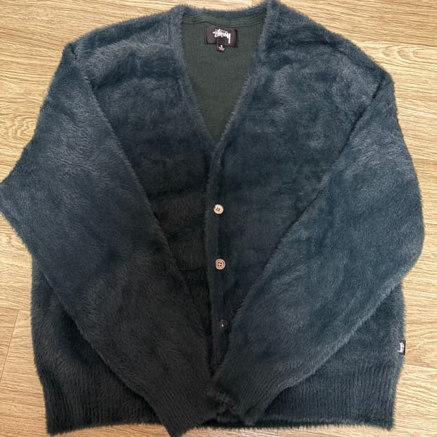 스투시 쉐기 가디건 다크그린 s