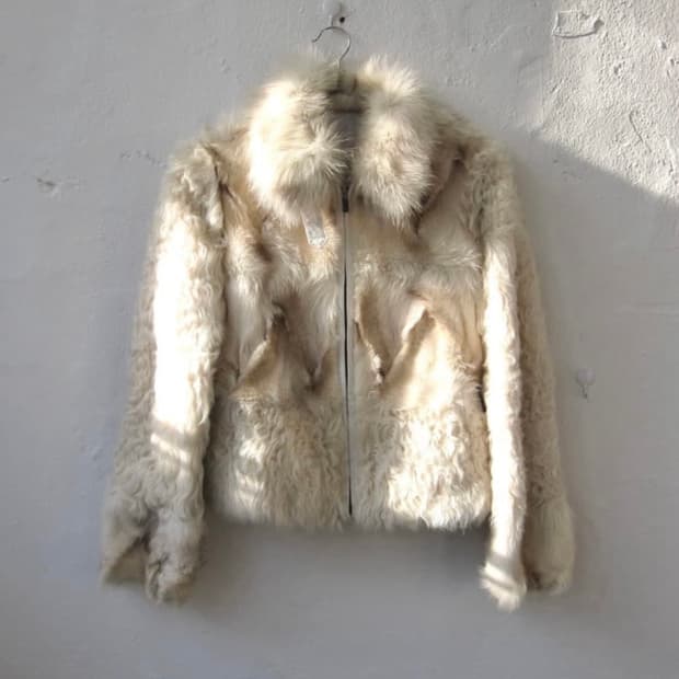 빈티지 폭스 래빗 퍼 자켓