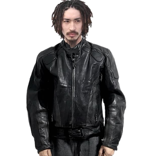 DMP소가죽 패디드 모토바이커 자켓