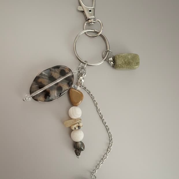 Natural Earth Tone Stone Keyring