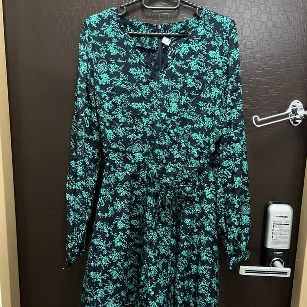 인플루언서 구매) 초록 문양 미니 긴팔 원피스 66