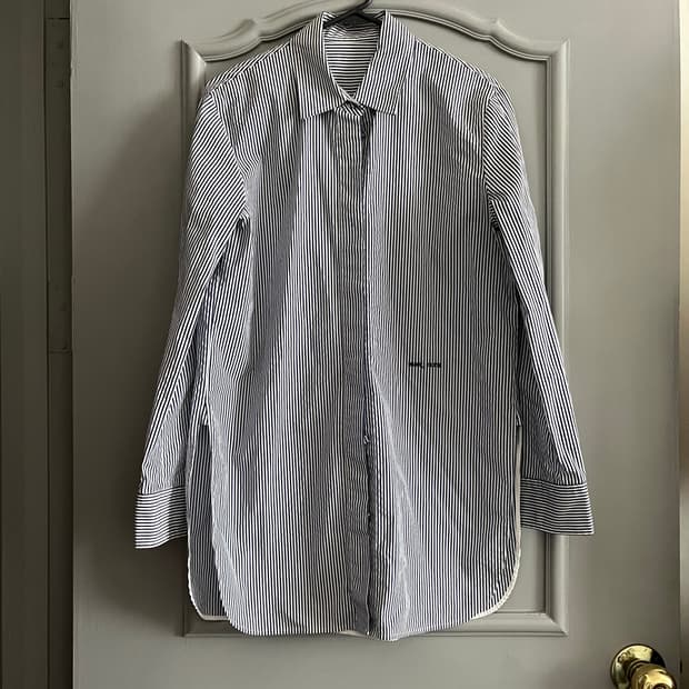 구호 kuho 자수 레터링 스트라이프 셔츠 85-94-160