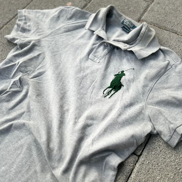 *Rare* 2000s 폴로 그레이 빅포니 카라 티셔츠