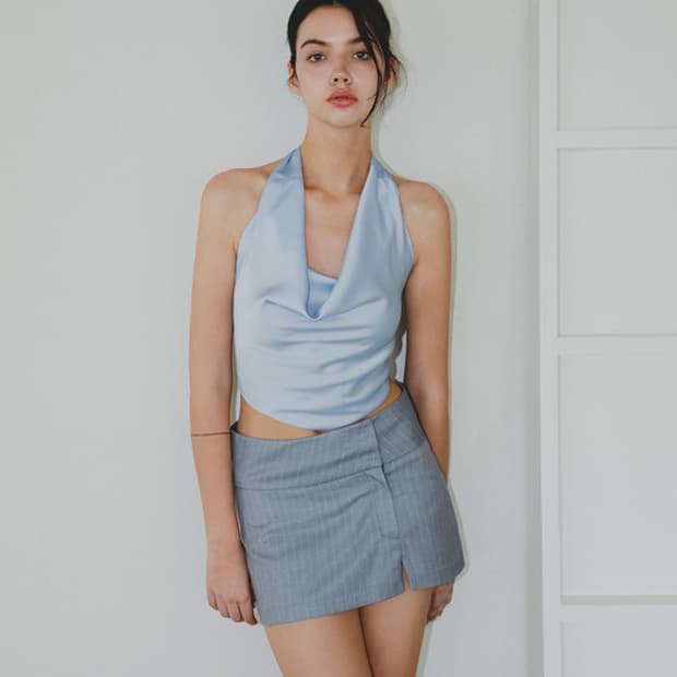 낫유어로즈 홀터넥 블루 (draping halter top)