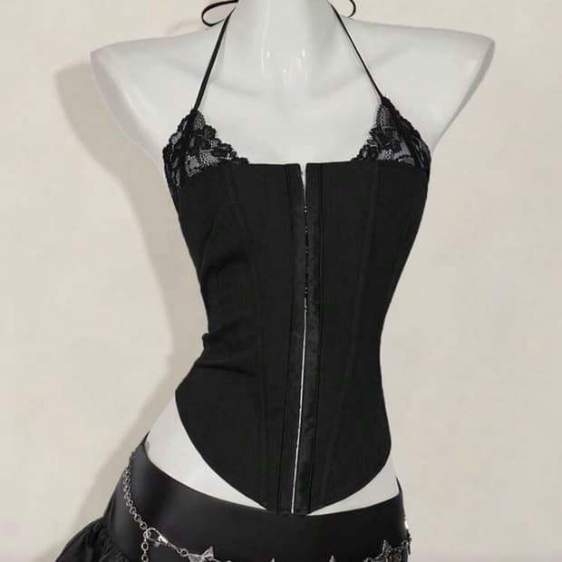 레이스 홀터넥 탑