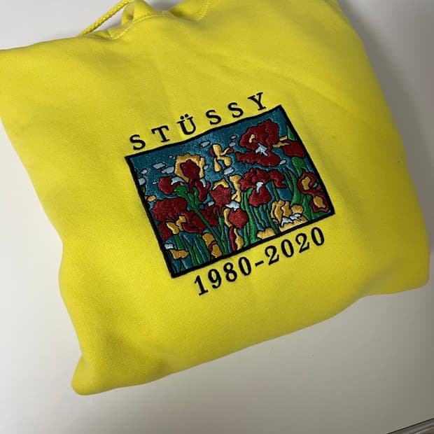 스투시 아이리스 자수 후드티 S