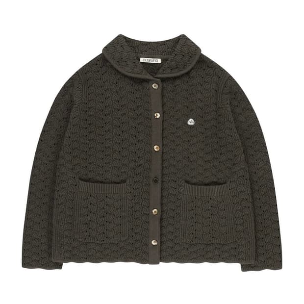 코이세이오 웨이브 니트 가디건 브라운