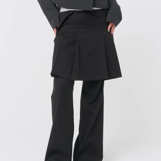 미세키서울 Pleats midi skirt pants SET BLACK