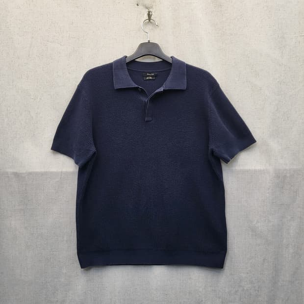 마시모두띠 네이비 니트 반팔 폴로티