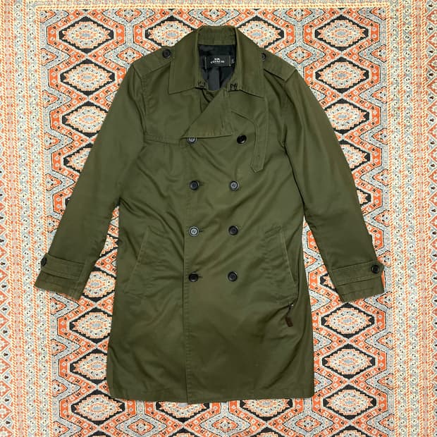 코치 카키 더블 트렌치코트 남성S