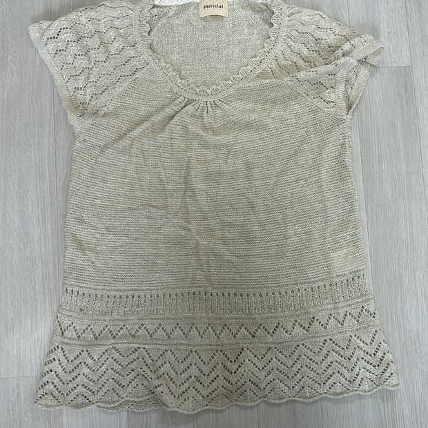 빈티지 크로셰 레이어드반팔니트