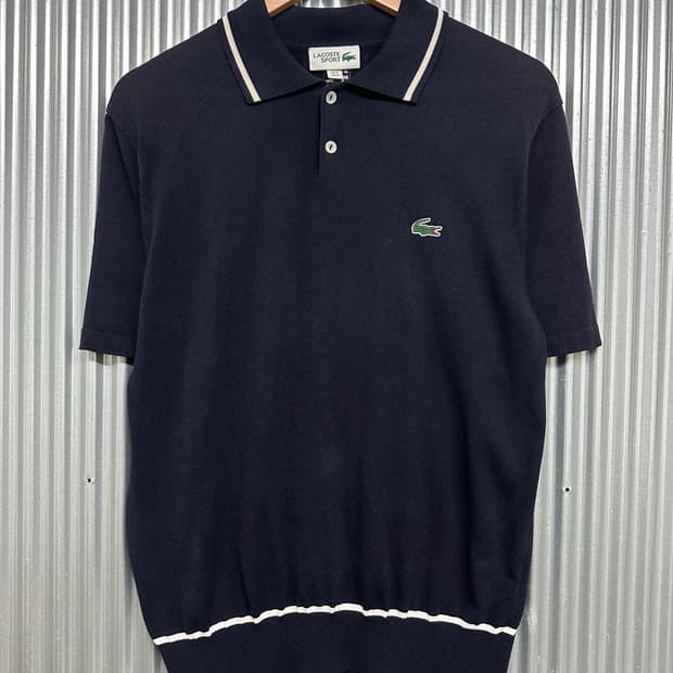 [M] 라코스테 LACOSTE SPORT 네이비 니트 카라 반팔 티셔츠