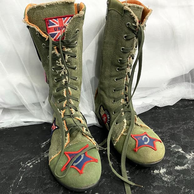 Y2K Rare Design Combat Star High Boots