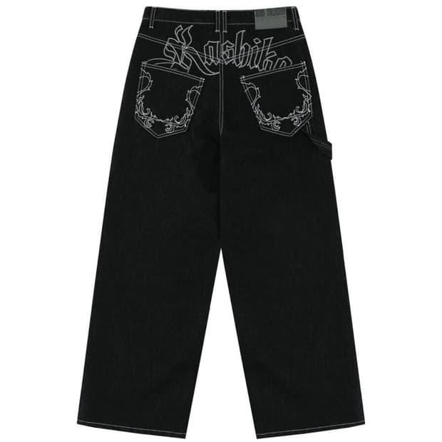 카시코 엠브로이드 논페이드 데님 팬츠 검정 m