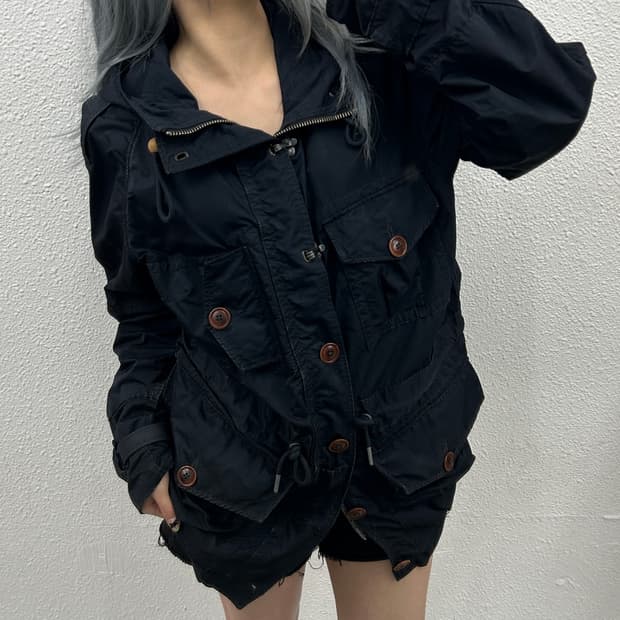 폴로 랄프로렌 네이비 워싱 후드 유틸리티 자켓 S