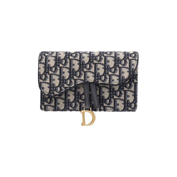 디올 S5619CTZQ 새들 벨트 파우치 블루 디올 오블리크 자카드