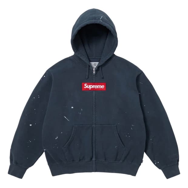 마르지엘라 MM6 슈프림 박스로고 집업 네이비